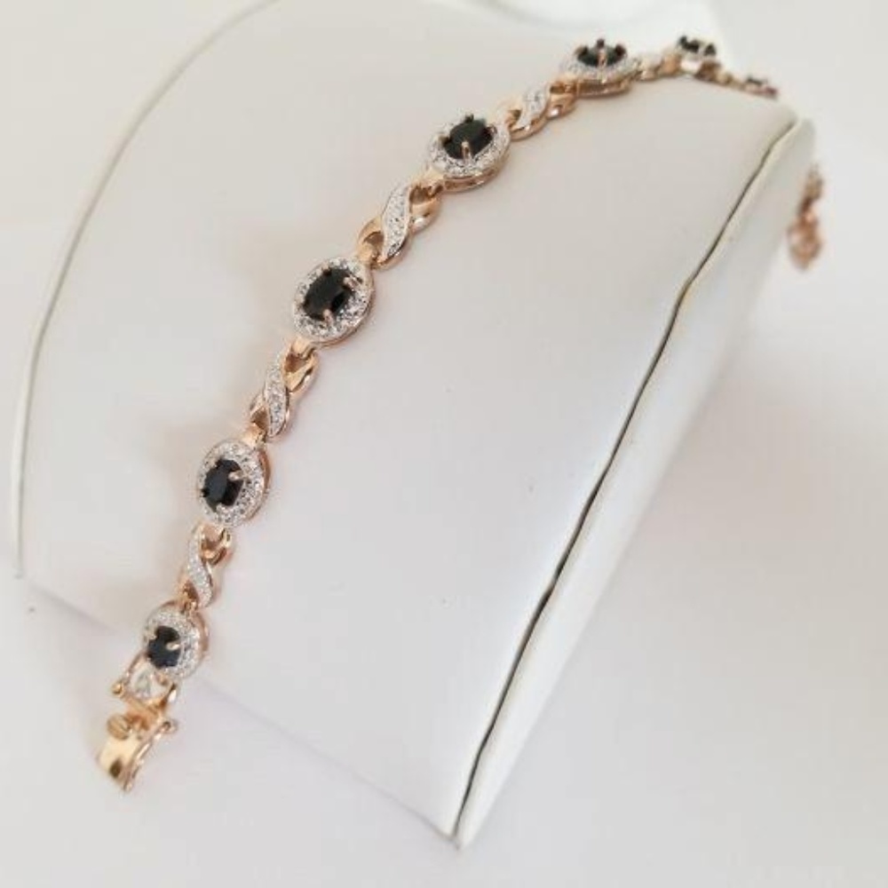 Gold Clad over 925 Silver with Blue Stones Link Br